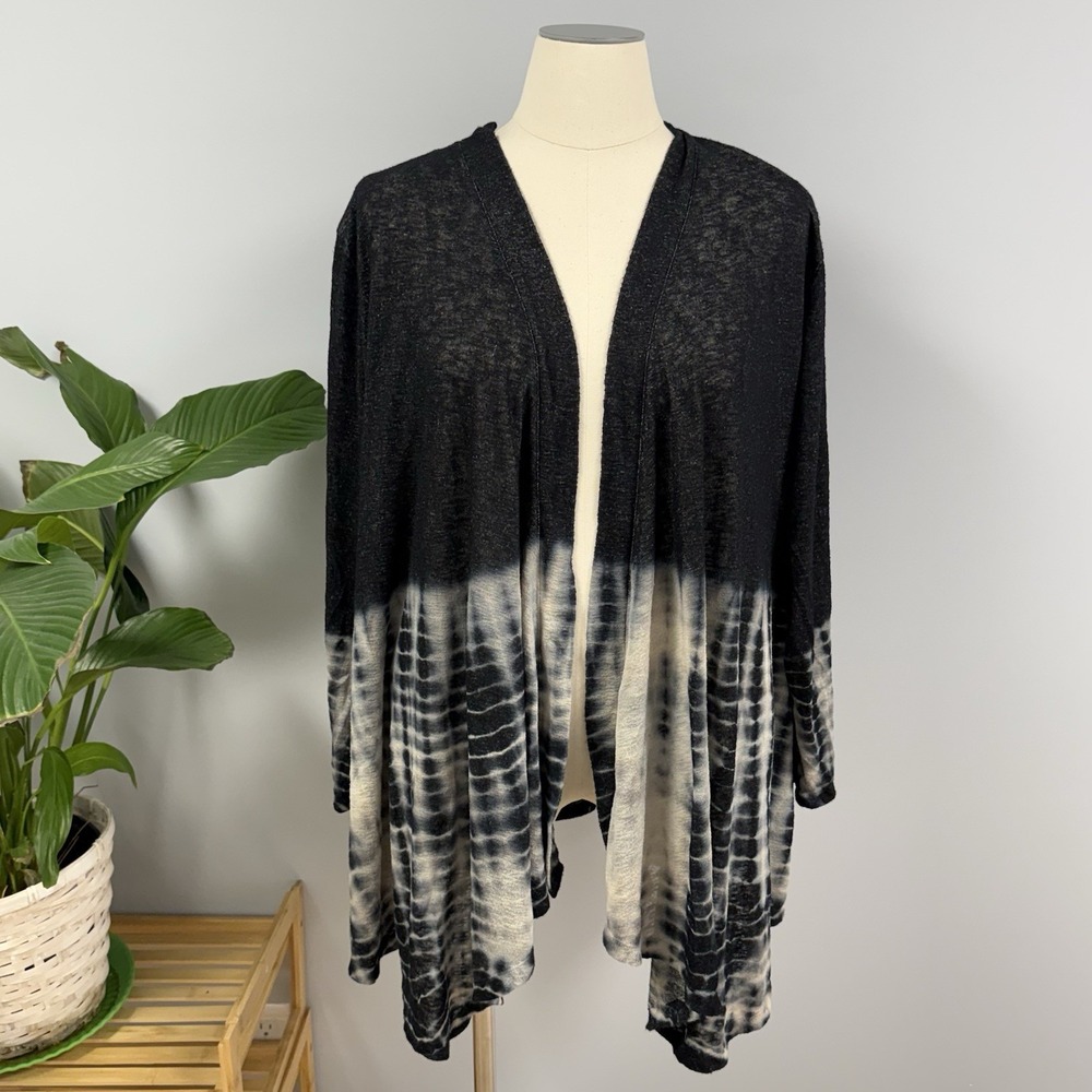 Catherines Kimono Cardigan 3X 26W/28W Tie Dye Printed Waterfall Open Front